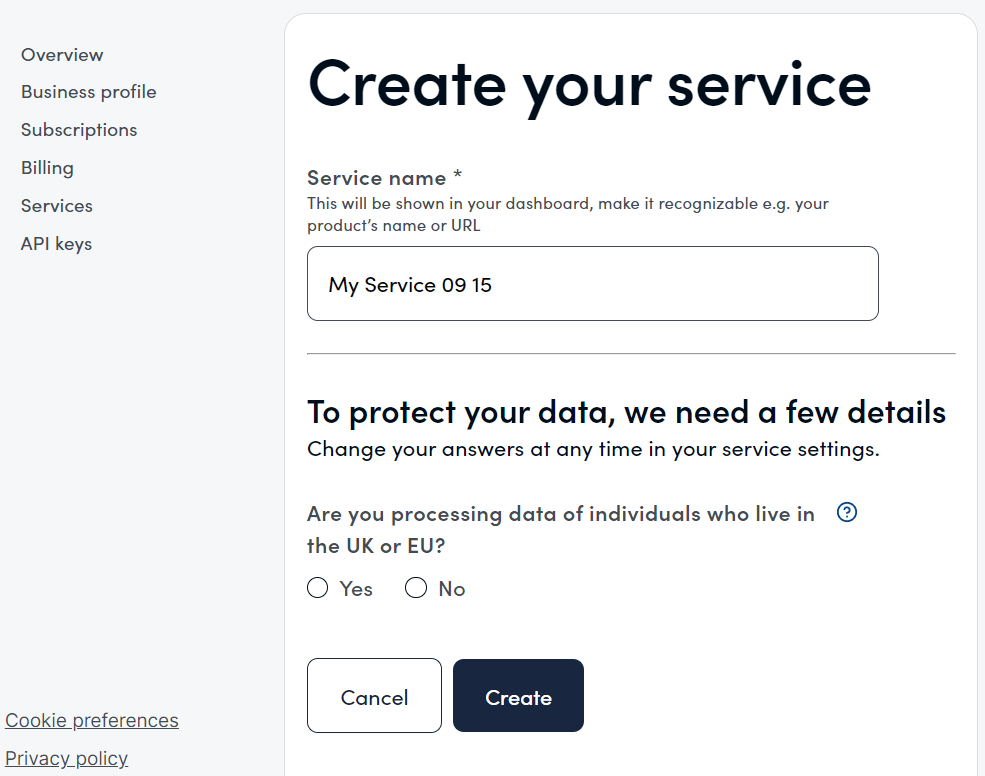 Create a service screenshot